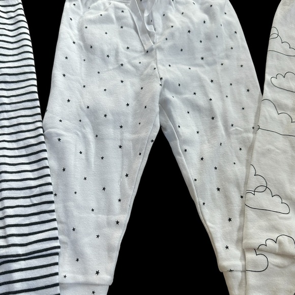 3 pack of Gap cotton pants, front tie, all new, 2 white, 1 navy stripe, 12-18 M - Picture 2 of 6